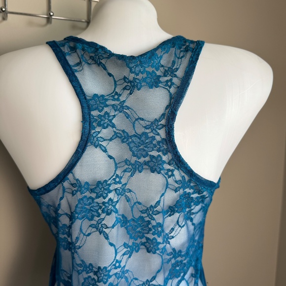 Zenana Outfitters Women's Sheer Lace Tank Top Blue‎ Size M Layering Festival - Picture 5 of 11
